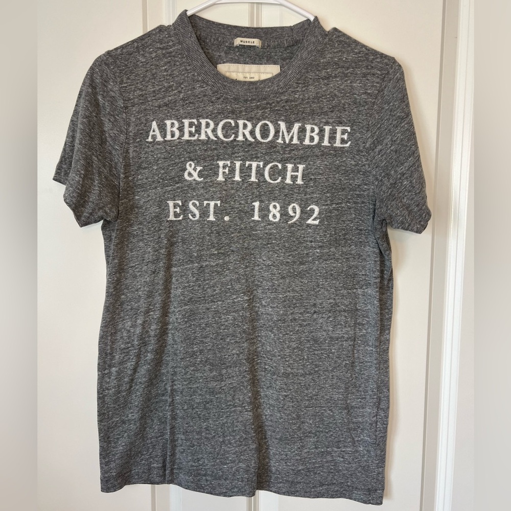 Abercrombie & Fitch Heather Gray Crewneck with White stitched Logo